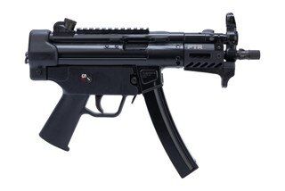 Roller delayed blowback 9mm pistol with 5.16" barrel.